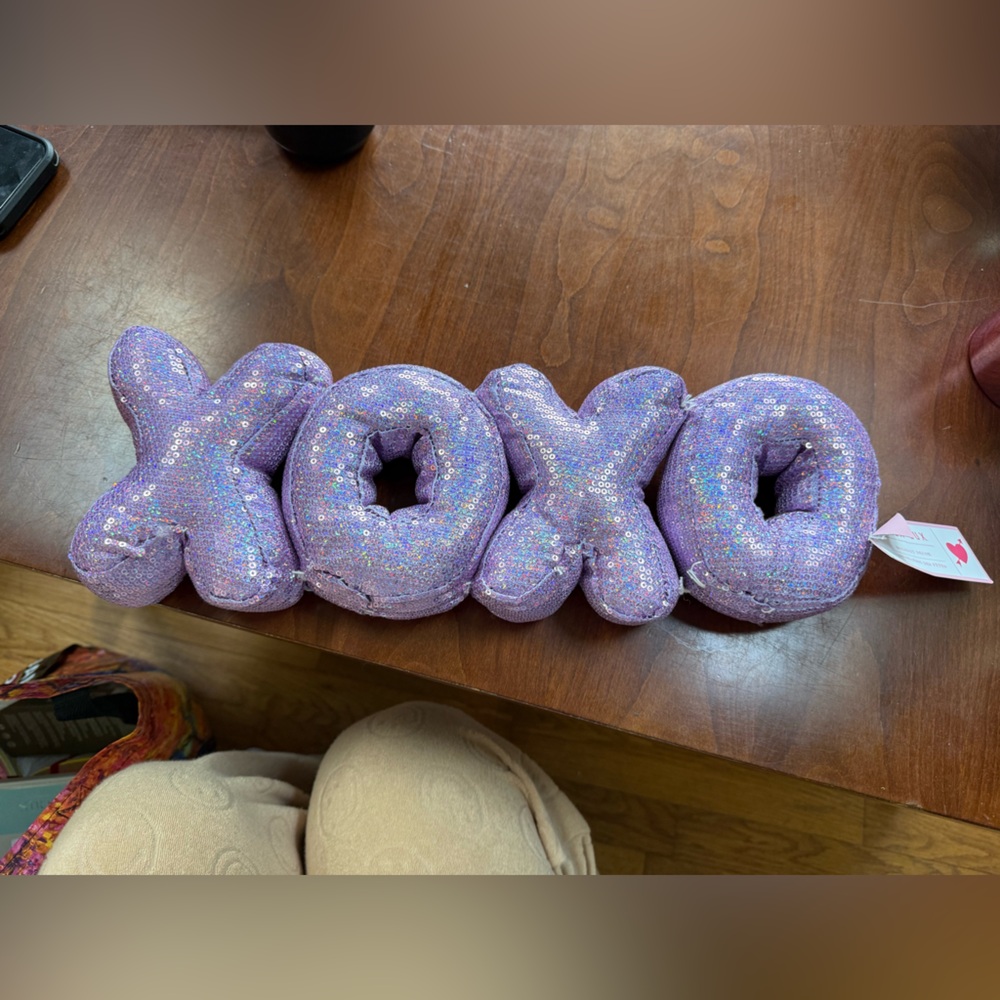 Sequin 'XOXO' Plush Decorative Pillow - Lavender